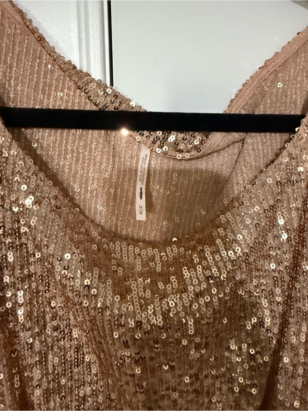 Sequined Bandeau Tank Top in Champagne